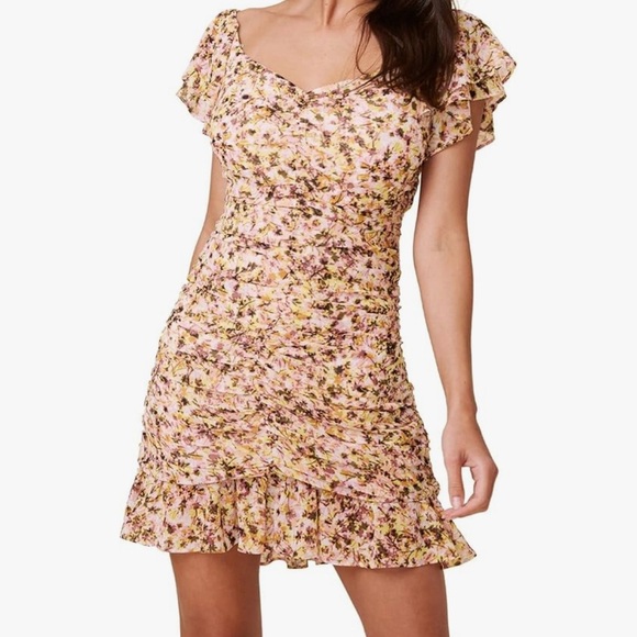 NWT! ASTR The Label Blush Yellow Multi Color Mini Dress Back Zip Women’s Size M - Picture 3 of 13
